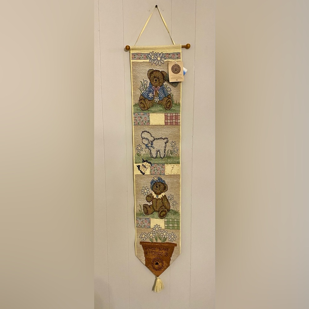 NWT‎ Vintage 90's Boyds Bear Daisy Field Bell Pull Wall Tapestry with Wooden Rod